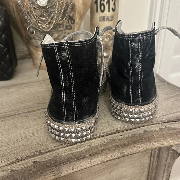 NAN-KU Black High-Top Crystal-Embellished Sneakers - Picture 6 of 9